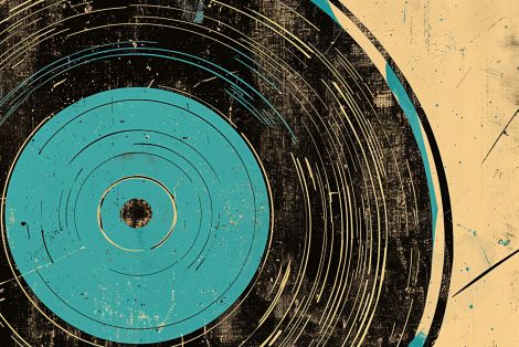Vintage Vinyl Record in Turquoise
