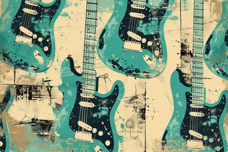 Vintage Electric Guitars in Teal