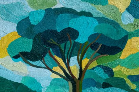 Turquoise Canopy in Brushstroke Light