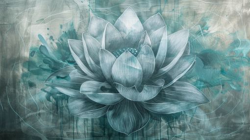 Ethereal Lotus in Teal Mist