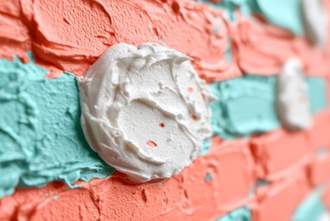 Coral Mint Textured Brick Frosting Wall