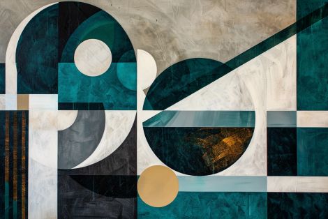 Teal Geometry in Gilded Harmony