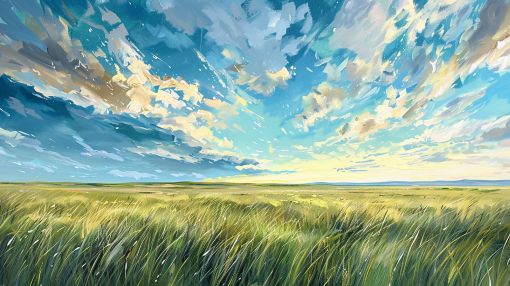 Endless Prairie Under Sweeping Summer Skies