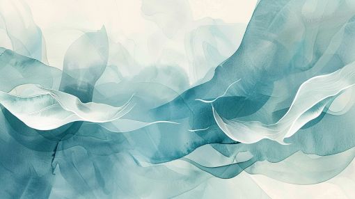 Flowing Teal Waves in Soft Light